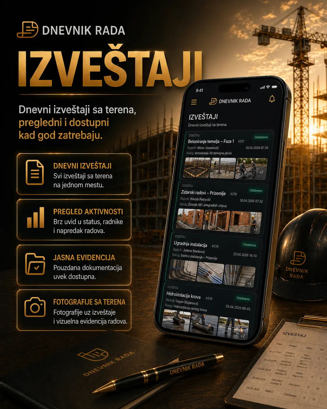 Radni izveštaji u aplikaciji Dnevnik rada